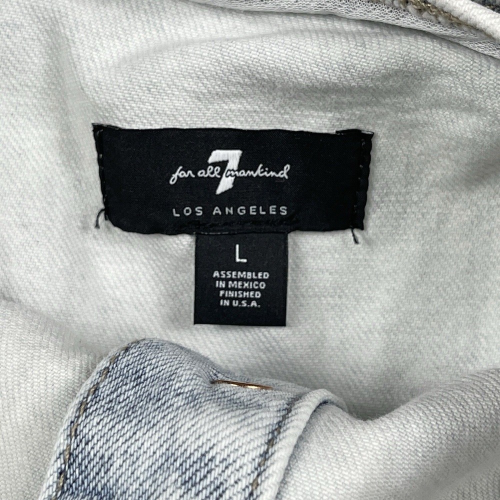 7 For All Mankind Dress Womens Large Denim Mini Frayed Hem‎ Sun Bleached Travel - Picture 3 of 11